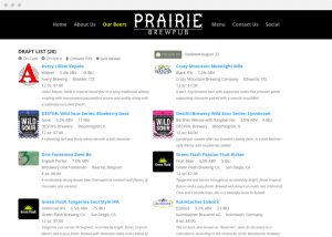 Prairie Pub Beer List Online