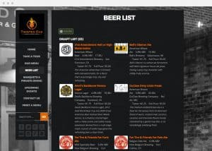 Twisted Oak Bar Website Beer List