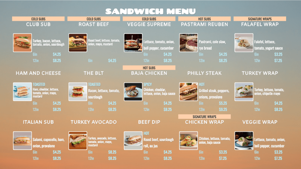 sandwich menu 1